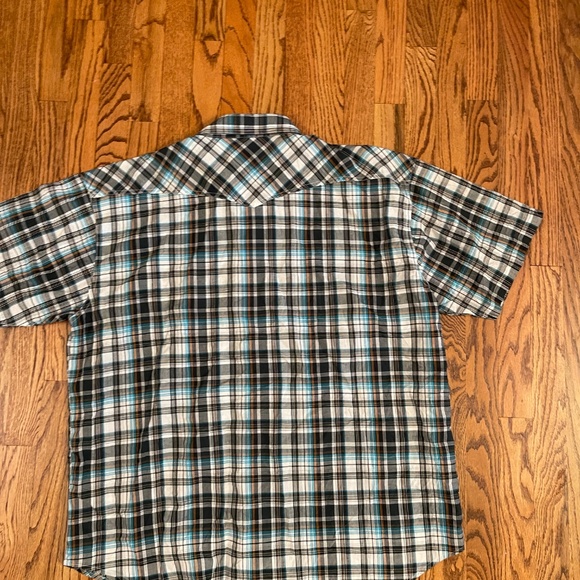 Real Work Wear Shirt Mens 2XL blue/green plaidy Western‎ Pearl Snap  summer - Picture 4 of 4